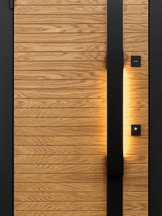 Входная дверь с натуральным шпоном в современную квартиру