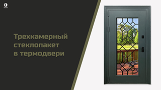Входная уличная термодверь с трехкамерным стеклопакетом и стальной решеткой ТР-19/2 — Новинка! Трехкамерный стеклопакет в термодвери. Модель "ТР-19/2" — фото
