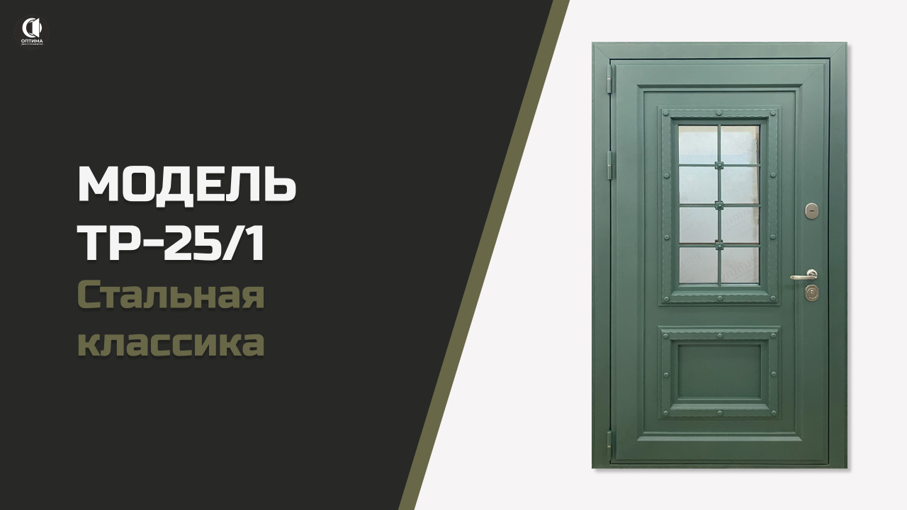 Стильная входная дверь в коттедж, частный дом ТР-25/1 — Стальная классика. Модель ТР-25/1 — фото