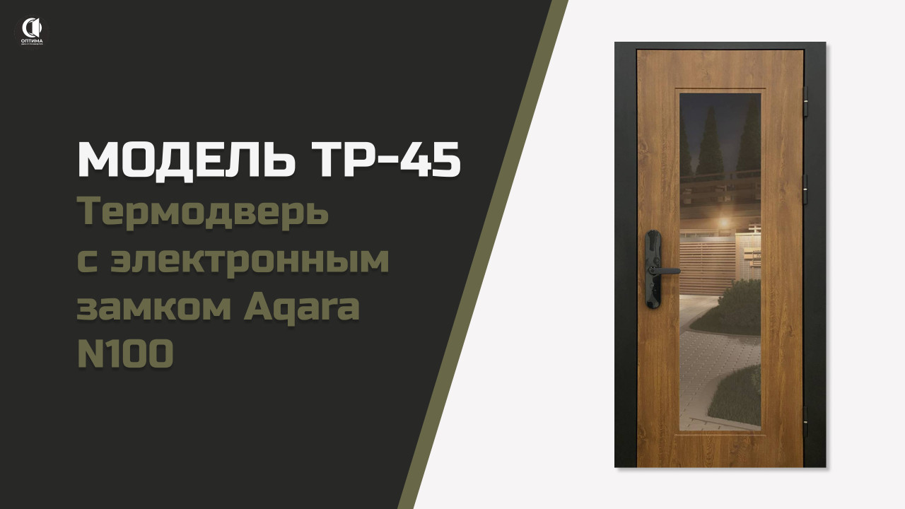 Уличная термодверь с панорамным остеклением и умным электронным замком Aqara N100. ТР-45 — Термодверь с электронным замком Aqara N100. Модель ТР-45 — фото