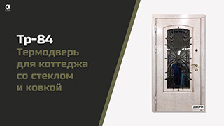 Термодверь с влагостойким МДФ ТР-84 — Термодверь для коттеджа со стеклом и ковкой (ТР-84) — фото