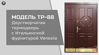 Двустворчатые металлические двери — Двустворчатая уличная термодверь с отделкой МДФ — фото