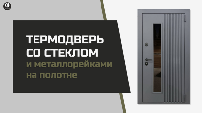 Видео — Термодверь со стеклом и металлорейками на полотне. Модель ТР-36/1 — фото